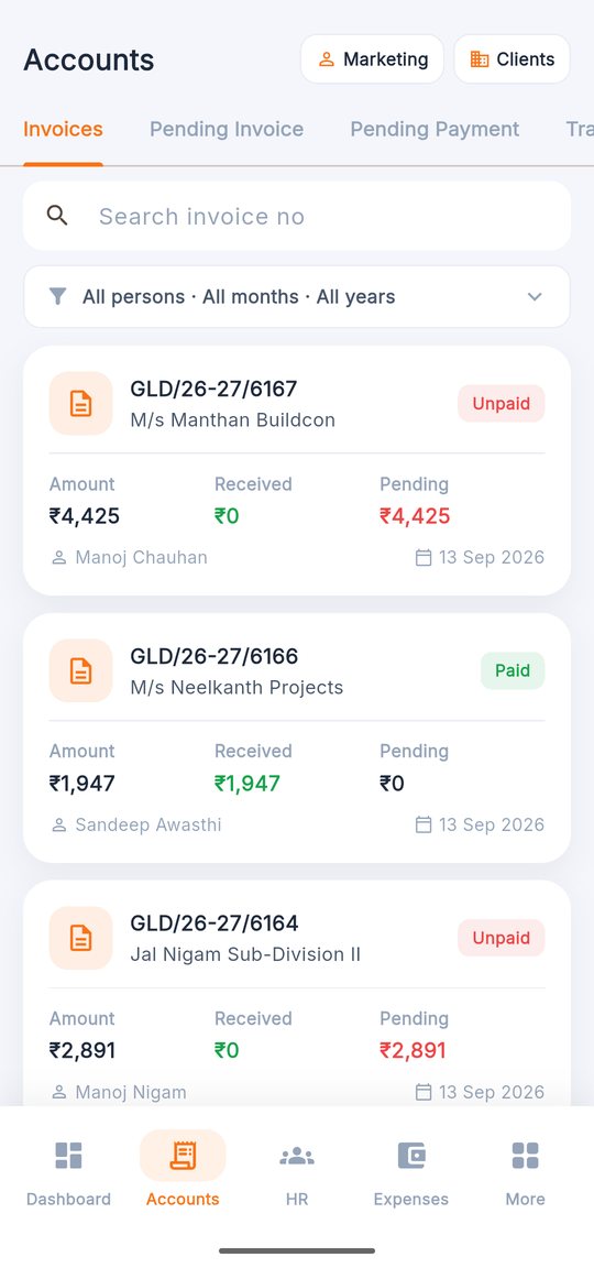 Accounts: invoices