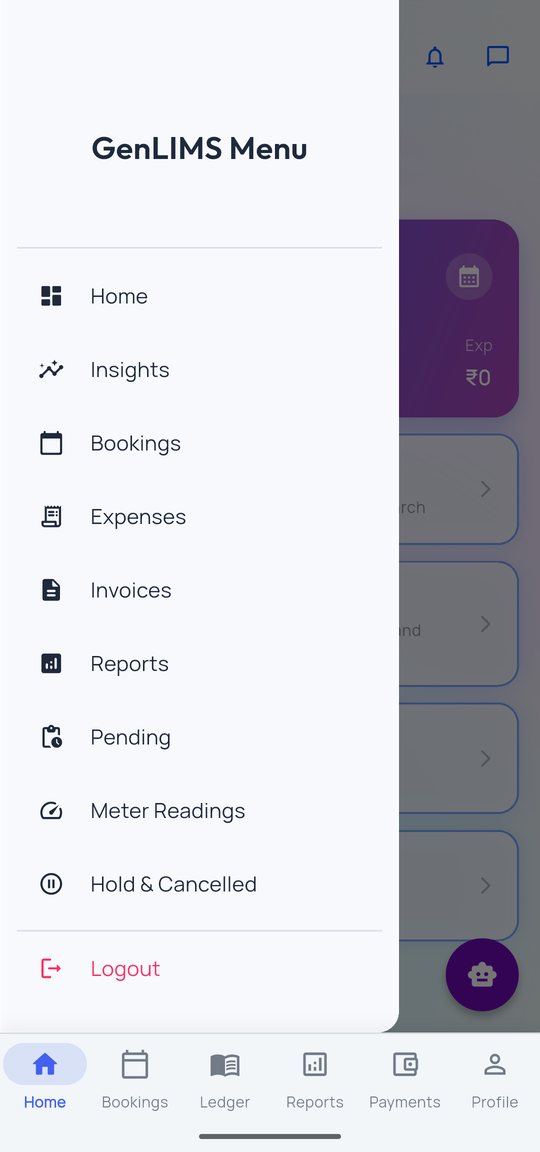 Field app menu
