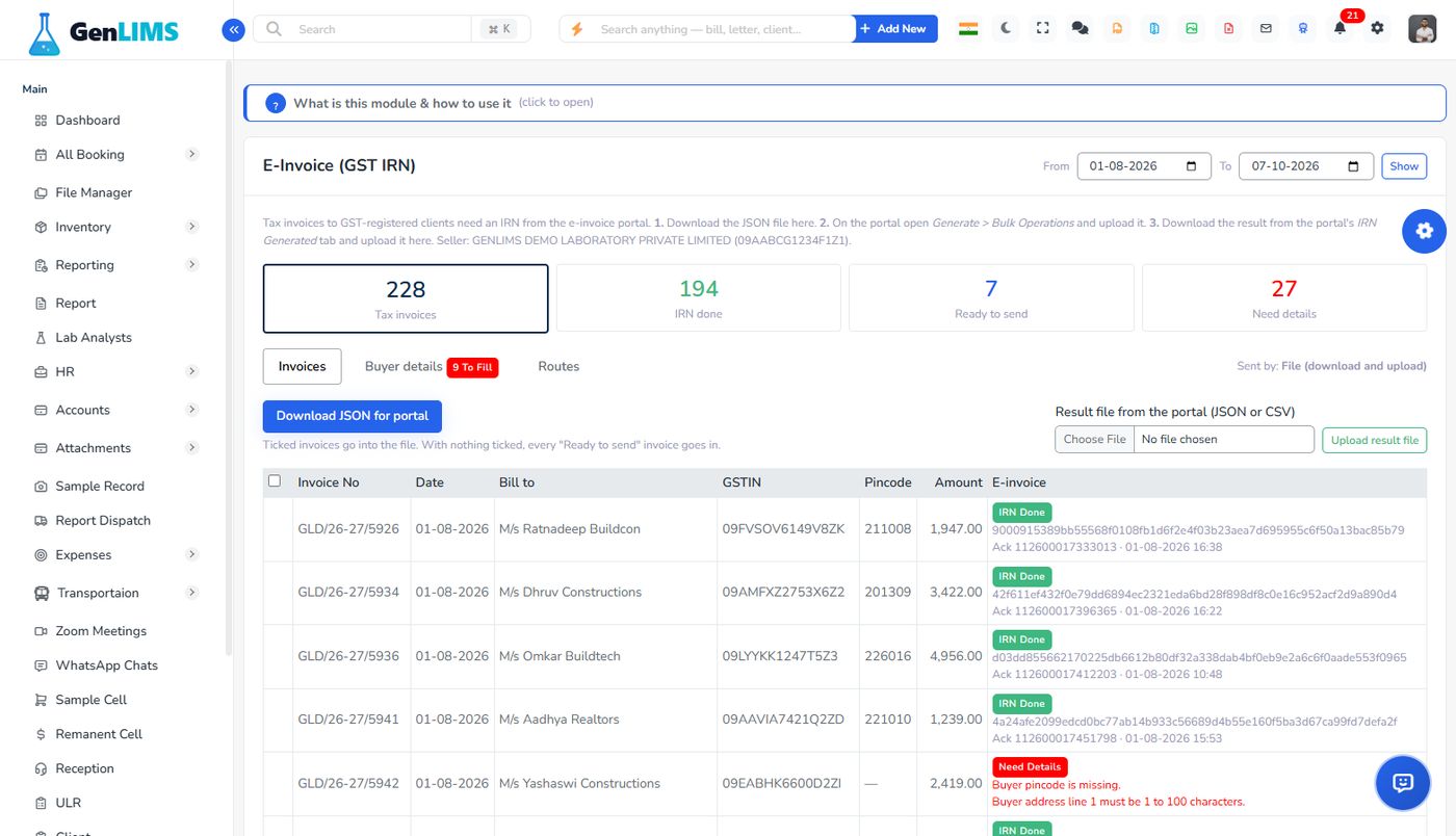 E-Invoice register